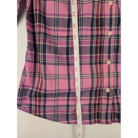 Aeropostale Eighty Seven Womens Medium Pink Plaid Long Sleeve Button Up Shirt - Picture 2 of 7